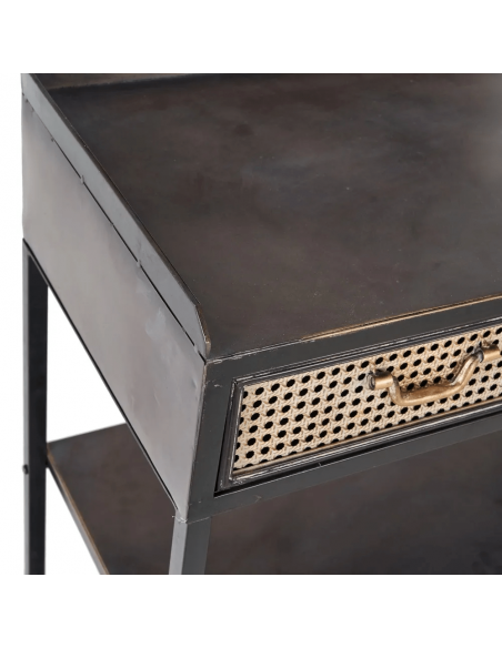 Console estilo industrial BRICK 75,5 x 85, metal preto e marrom