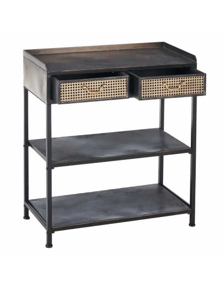 Console estilo industrial BRICK 75,5 x 85, metal preto e marrom