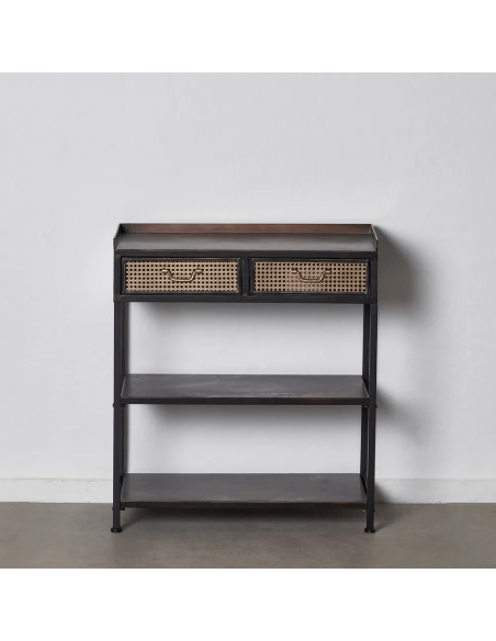 Console estilo industrial BRICK 75,5 x 85, metal preto e marrom