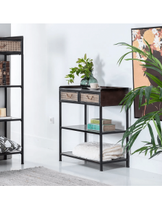 Console estilo industrial BRICK 75,5 x 85, metal preto e... 2