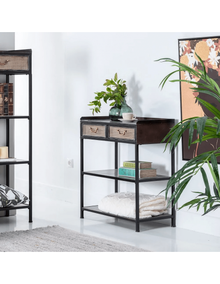 Console estilo industrial BRICK 75,5 x 85, metal preto e marrom