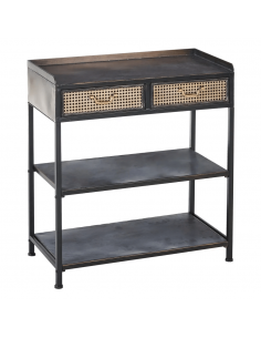 Console estilo industrial BRICK 75,5 x 85, metal preto e...