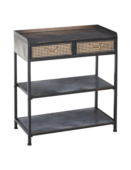 Consola de estilo industrial Brick 75,5 x 85, metal negro y marrón