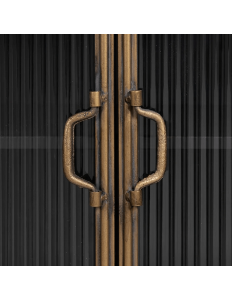 Vitrina de estilo industrial Brick 58 x 120, metal negro y oro