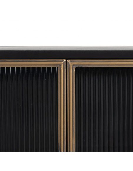 Vitrina de estilo industrial Brick 58 x 120, metal negro y oro