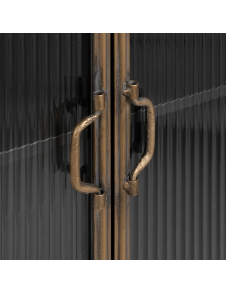 Vitrina de estilo industrial Brick 58 x 120, metal negro y oro