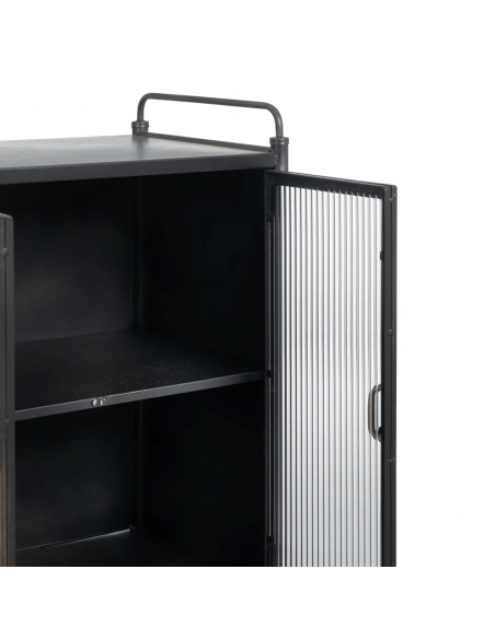 Vitrina de estilo industrial Brick 58 x 120, metal negro y oro