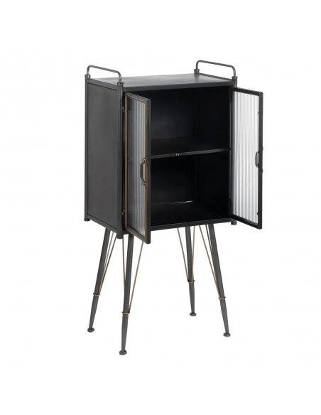 Vitrina de estilo industrial BRICK 58 x 120, metal preto e dourado