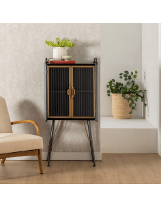 Vitrina de estilo industrial Brick 58 x 120, metal negro... 2