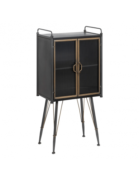Vitrina de estilo industrial Brick 58 x 120, metal negro y oro