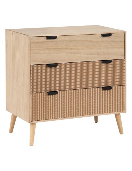 Cómoda Cofee 3 cajones de madera de pino y DM 80 x 77cm