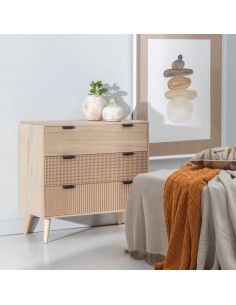Cômoda Cofee 80 x 77, 3 gavetas em madeira de pinho e MDF 2
