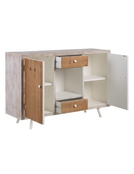 Aparador rústico Country 120 x 80, branco, 2 portas e 2 gavetas de madeira