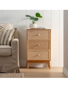 Mesita de noche rústica Gerel 46 x 76 en madera natural 2