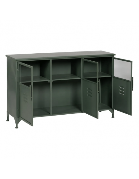 Aparador industrial TOLIX, 120 x 76 em metal verde militar