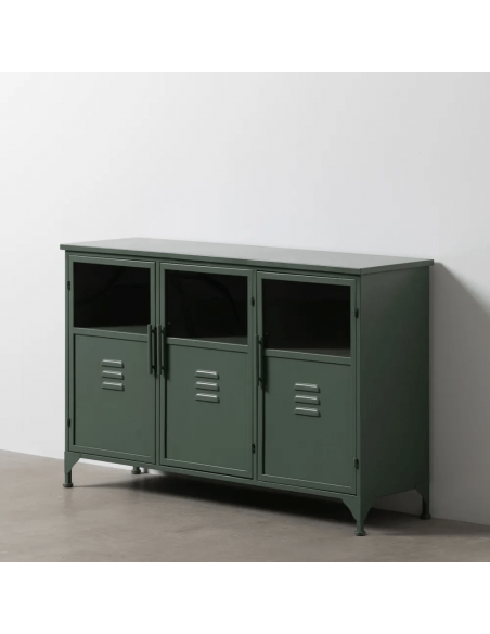 Aparador industrial TOLIX, 120 x 76 en metal verde militar