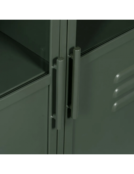 Vitrina industrial TOLIX 72 x 178 en metal verde militar