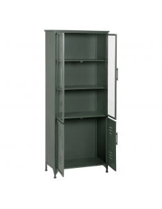 Vitrina industrial TOLIX 72 x 178 en metal verde militar 2