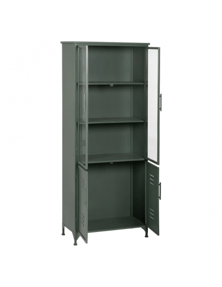 Vitrina industrial TOLIX 72 x 178 em metal verde militar