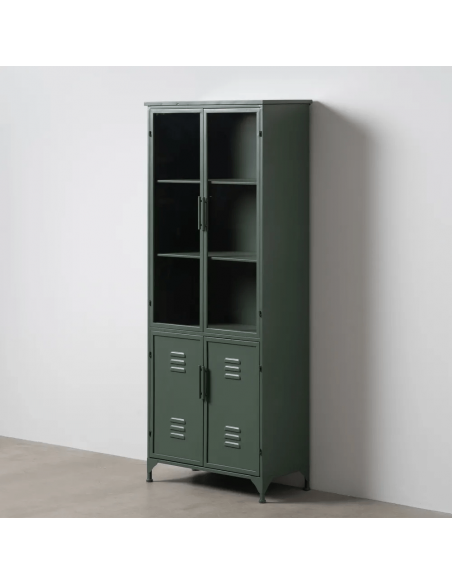 Vitrina industrial TOLIX 72 x 178 em metal verde militar