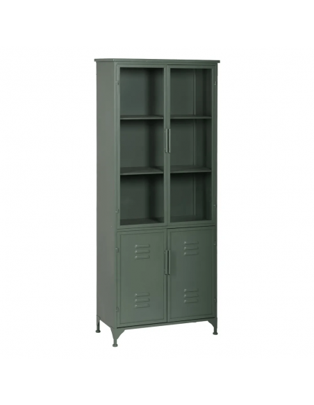 Vitrina industrial TOLIX 72 x 178 em metal verde militar