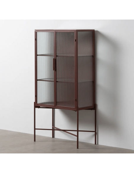 Trixie Vitrina estilo industrial 70 x 143, telha metálica e vidro