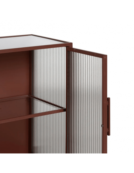 Vitrina de estilo industrial Trixie 52 x 90, metal teja y cristal