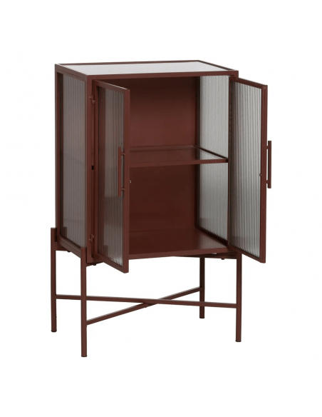 Vitrina de estilo industrial Trixie 52 x 90, metal teja y cristal