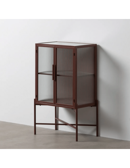 Trixie Vitrina estilo industrial 52 x 90, metál cor telha e vidro