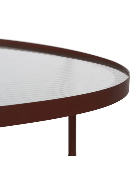 Trixie Mesa de centro estilo industrial 78 x 37, metal cor telha e vidro