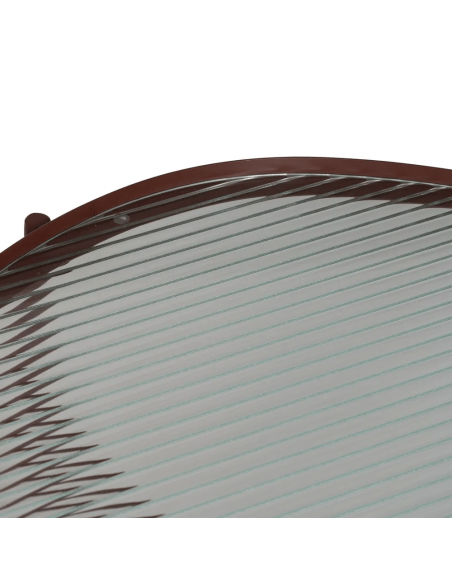 Trixie Mesa de centro estilo industrial 78 x 37, metal cor telha e vidro