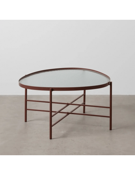 Mesa de centro estilo industrial Trixie 78 x 37, metal teja y cristal