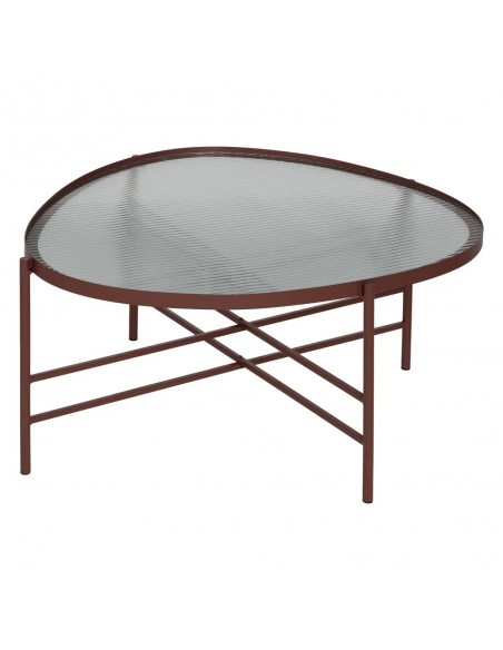 Trixie Mesa de centro estilo industrial 78 x 37, metal cor telha e vidro