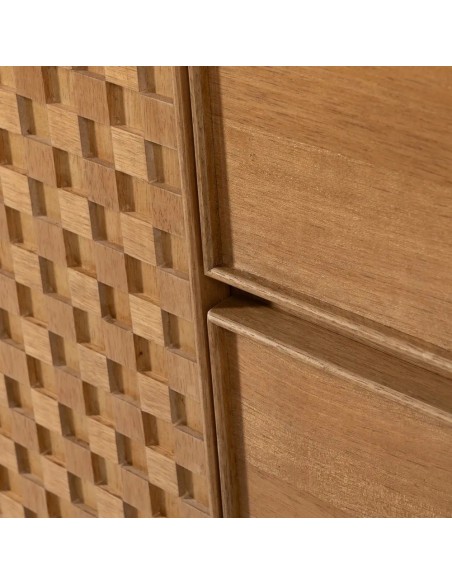 Aparador Marigni 160 x 79, 2 puertas y 3 cajones de madera y MDF en fresno