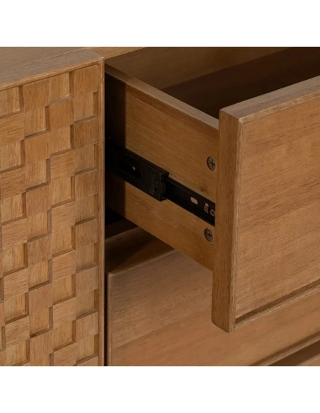 Aparador Marigni 160 x 79, 2 portas e 3 gavetas em madeira e MDF freixo