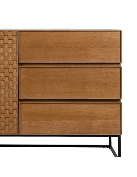 Aparador Marigni 160 x 79, 2 portas e 3 gavetas em madeira e MDF freixo