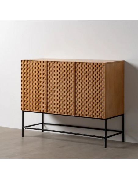 Aparador Marigni 121,5 x 93,5, 3 puertas de madera y MDF en fresno