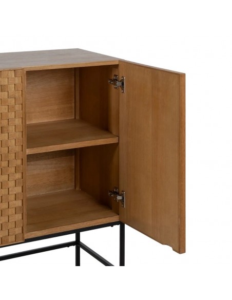 Aparador Marigni 121 x 93, 3 portas em madeira e MDF em freixo