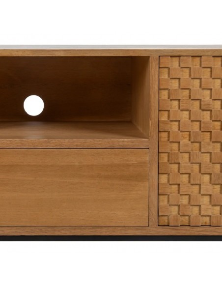 Mueble de TV Marigni 148 x 60, 2 puertas y 1 cajón de madera y MDF en fresno