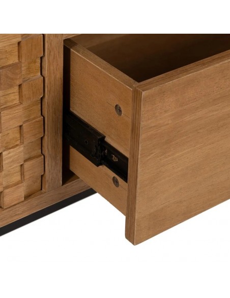 Mueble de TV Marigni 148 x 60, 2 puertas y 1 cajón de madera y MDF en fresno