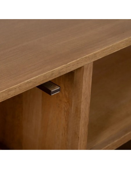 Mueble de TV Marigni 148 x 60, 2 puertas y 1 cajón de madera y MDF en fresno