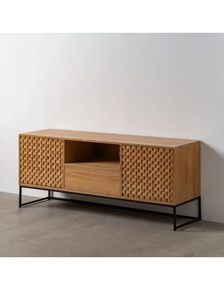 Mueble de TV Marigni 148 x 60, 2 puertas y 1 cajón de madera y MDF en fresno