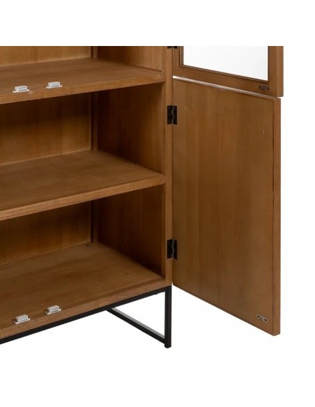 Vitrina Marigni 84,5 x 198, 4 portas de madeira e MDF em freixo