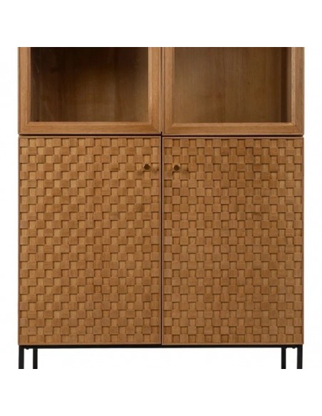 Vitrina Marigni 84,5 x 198, 4 portas de madeira e MDF em freixo