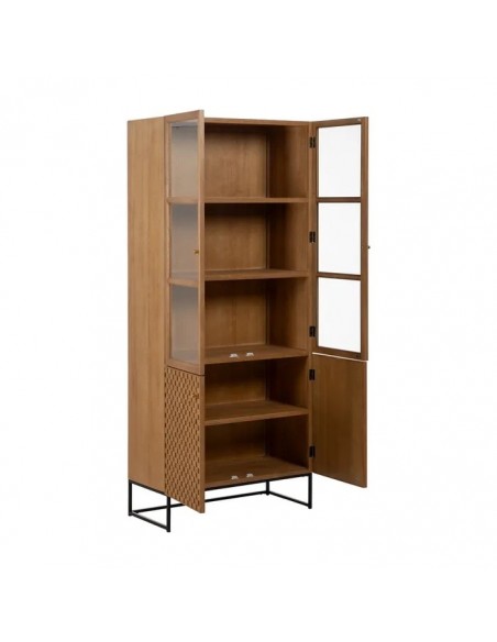 Vitrina Marigni 84,5 x 198, 4 portas de madeira e MDF em freixo