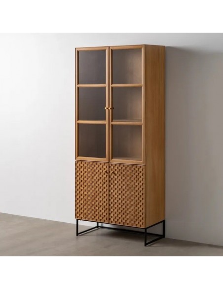 Vitrina Marigni 84,5 x 198, 4 puertas de madera y MDF en fresno