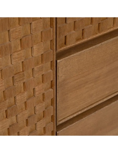 Armario Marigni 98,5 x 199, 2 puertas, 3 cajones de madera y MDF en fresno