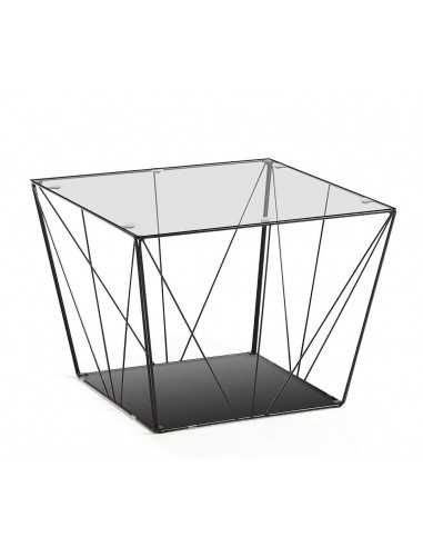 TILO Mesa centro 60x60 metal negro cristal.