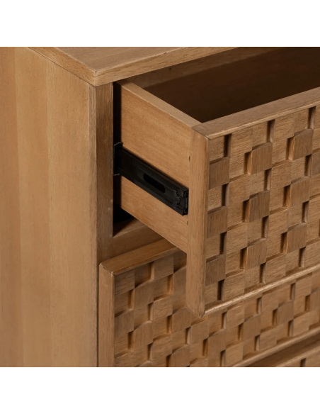 Cômoda Marigni 118 x 77, 6 gavetas em madeira e MDF em freixo