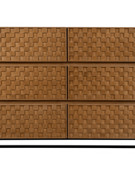 Cômoda Marigni 118 x 77, 6 gavetas em madeira e MDF em freixo